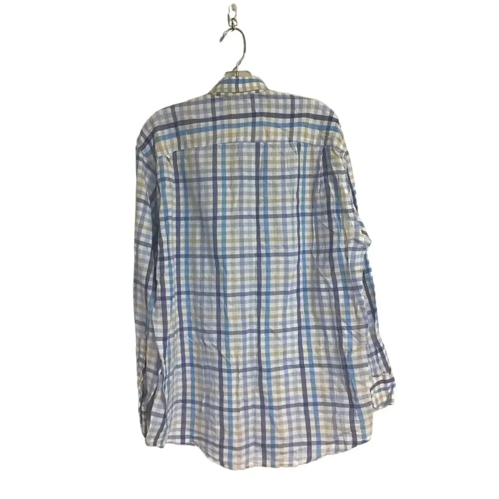 Turrau‎ Longsleeve yellow and blue plaid Collared Button-Up Shirt Men's Medium
